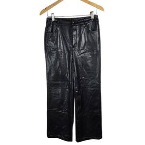 SHEIN Black Faux Leather Straight Leg Pants Size M